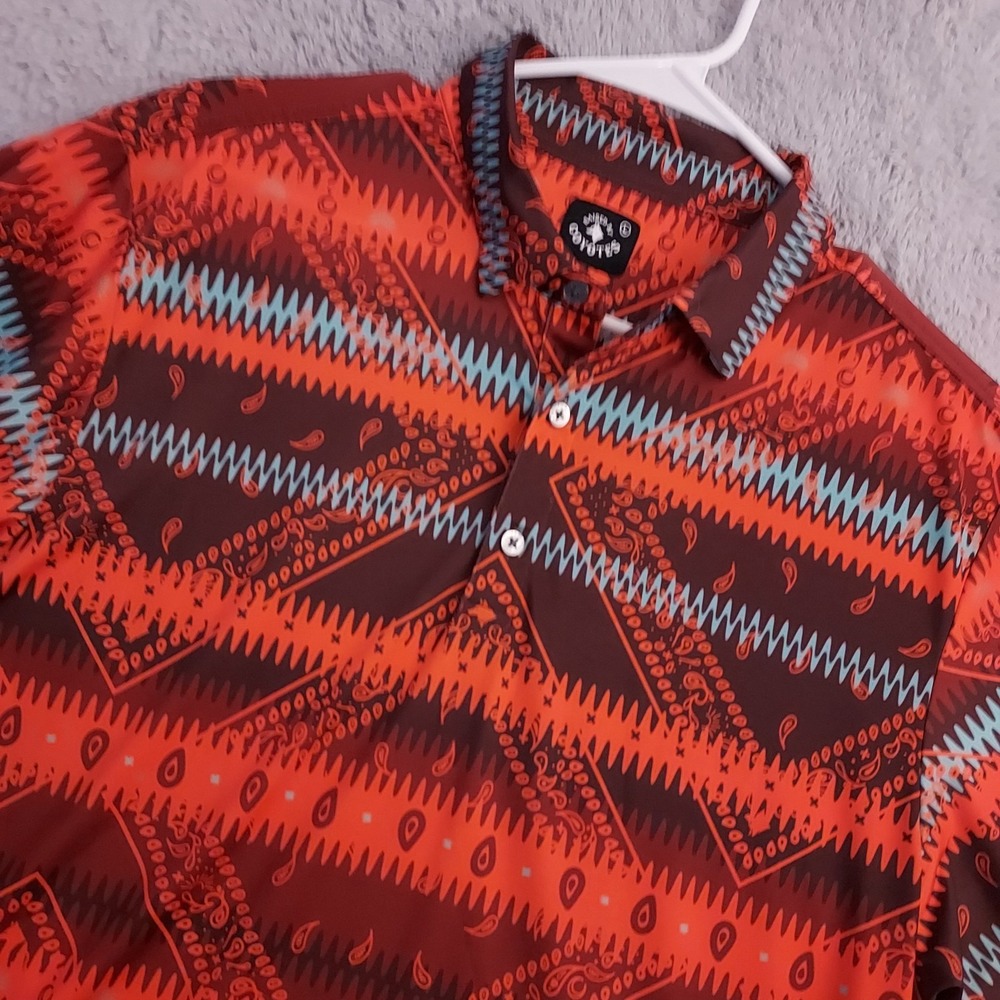 Raised By Coyotes Shirt Mens Large Aztec Paisley Western Performance Stretch L